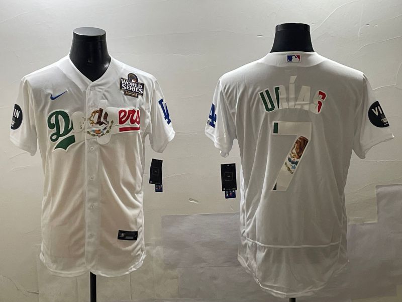 Men Los Angeles Dodgers #7 Urias White Mexico Elite 2025 Nike MLB Jersey style 3